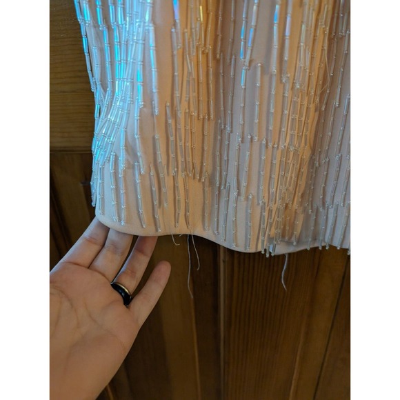 Fabrice Silhoutte Vintage Fringe Beaded Peach Dress size 6 - Picture 15 of 16